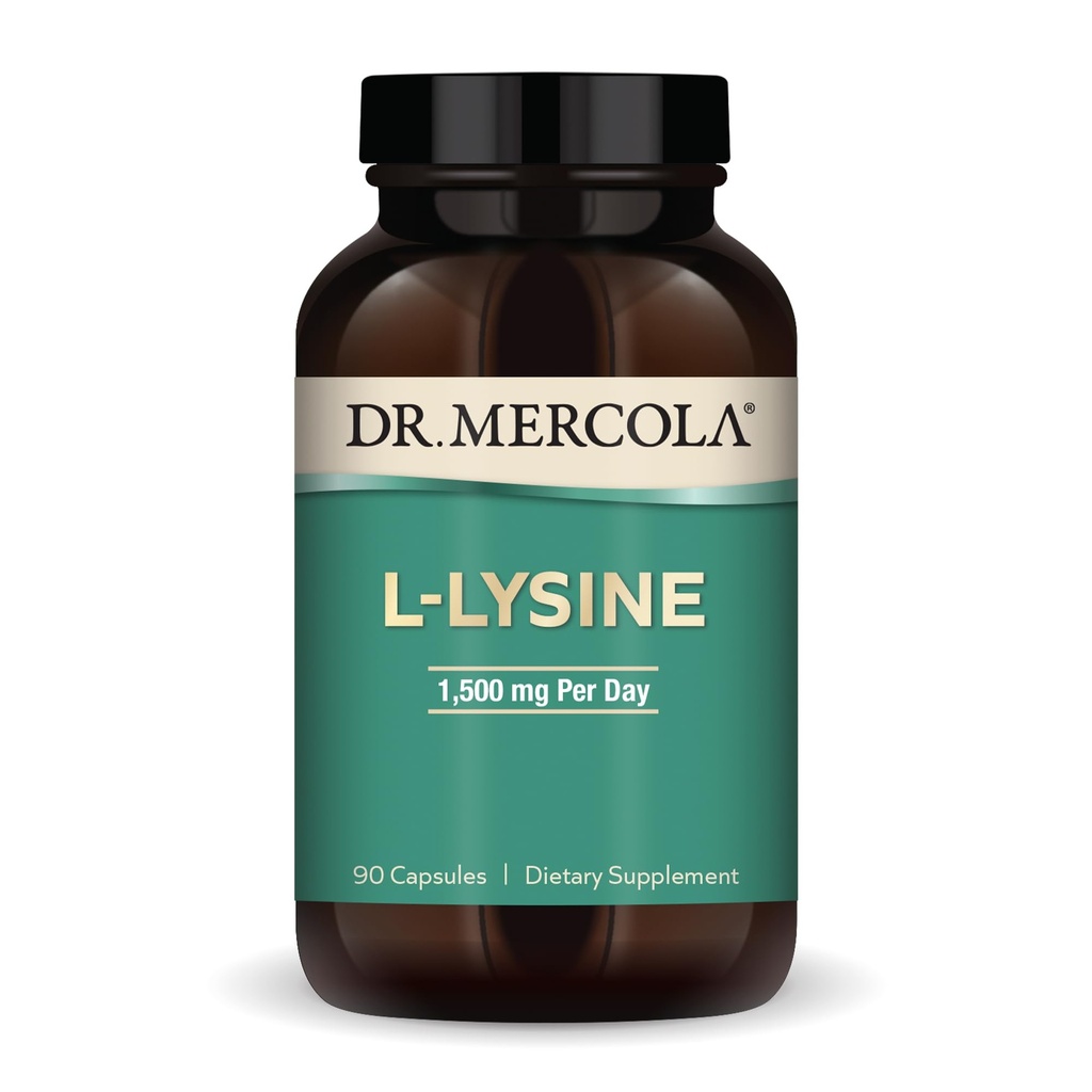 Dr. Mercola L- Lysin, 90 tobolek 1500 mg L- Lysin, Non- GMO, gluten Free, Soy Free