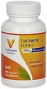 Vitamin Shoppe Turmeric Extract 300mg, Standardizované Herb, který podporuje buněčné zdraví a poskytuje antioxidační výhody s 95% kurkumin a 65mg vápníku (100 kapslí)