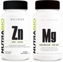 NutraBio zink Chelate a reagoval doplněk hořčíku Bundle - vitamín dodatek Bundle může pomoci podpořit imunitní systém a zdraví kostí