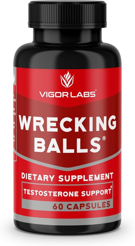 Vigor Labs Wrecking Balls (60 Kapsle), Podporuje přirozenou produkci esenciální mužské hormony Vaším tělem na podporu Fuller Drive, mužské vitality, a zvýšené Stamina. (Made in USA)