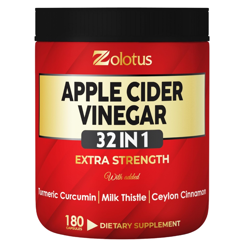 Zolotus 3din1 Jablečné ocelové kapsle s kurkumou, Skořice, Mléko Thistle, Elderberry, Quercetin & Více pro Supports Digestion, Imunní - 180 Kapsle