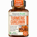 Kurkumin dodatek s Black Pepper Extract - High potency Organic Turmeric 1400mg & 95% Kurkuminoidy pro společné a stravitelné zdraví - Společná podpora Dodatek - 60 Vegan Curcuma Kapsle