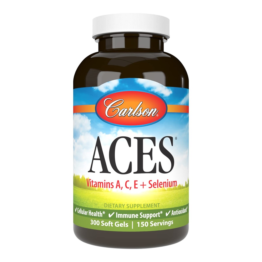 Carlson - ACES, Vitaminy A, C, E + Selen, Cellular Health & Immunication Support, Antioxidant, 300 Softgels