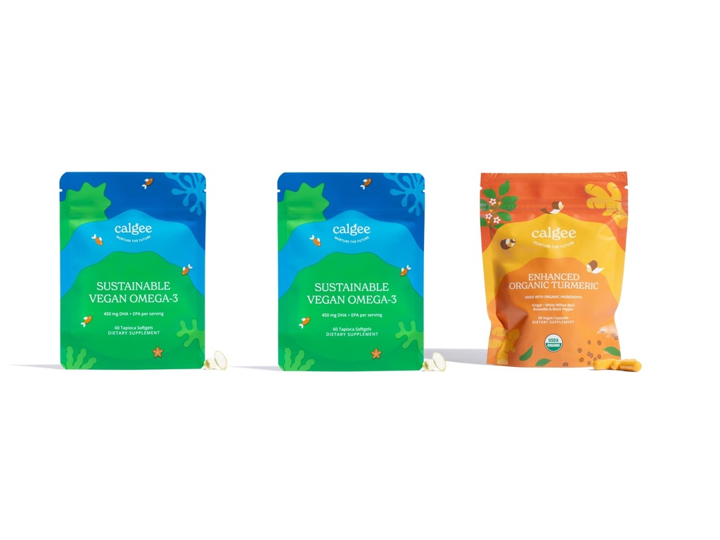 Vegan Omega-3 2- Pack + USDA Organic Turmeric