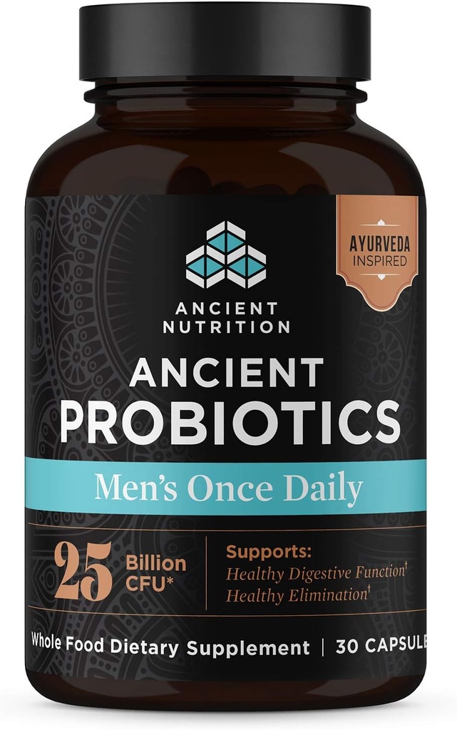 Starověké Nutriční Probiotika pro muže, Starověké Probiotické Muži jednou denně 30ct, Stravovací a imunitní podpora, Bloating, Gas a zácpa Relief, gluten Free, Superfoods Blend, 25 miliard CFU *
