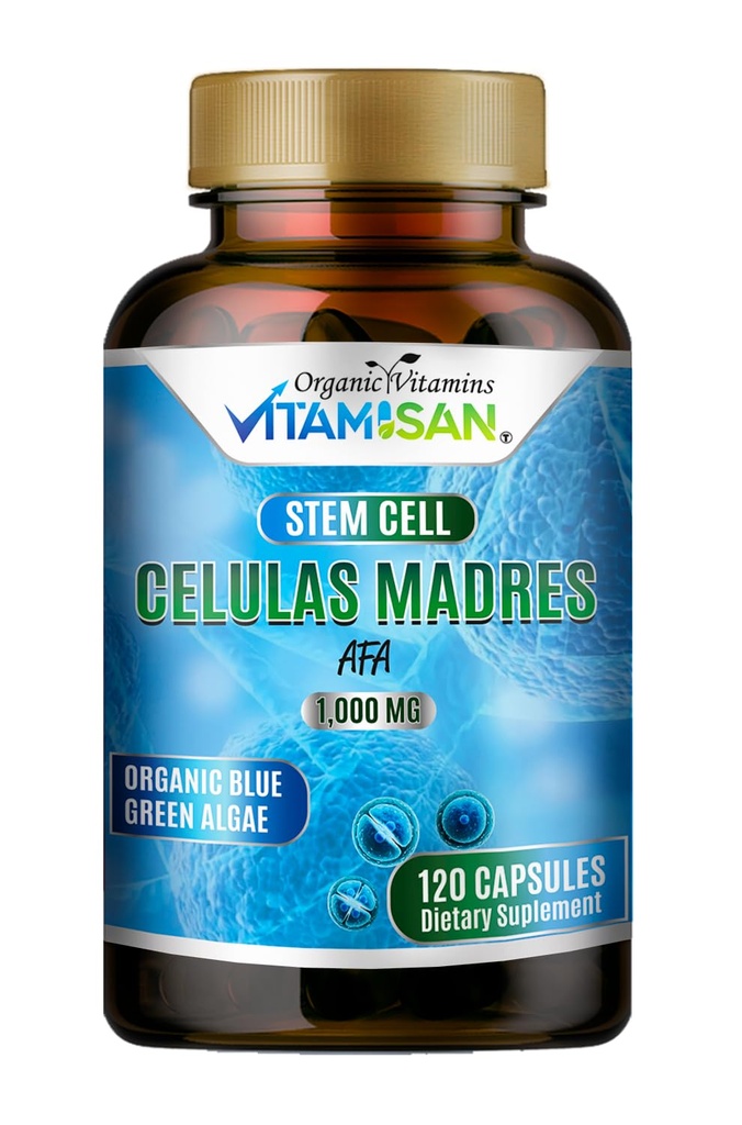 Celulas Madres AFA Stem Natural Cell 120 Kapsle 1000 mg Blue Green Algae Non GMO Gluten Free Aphanizomenon Flos- aquae celula Madre suplement