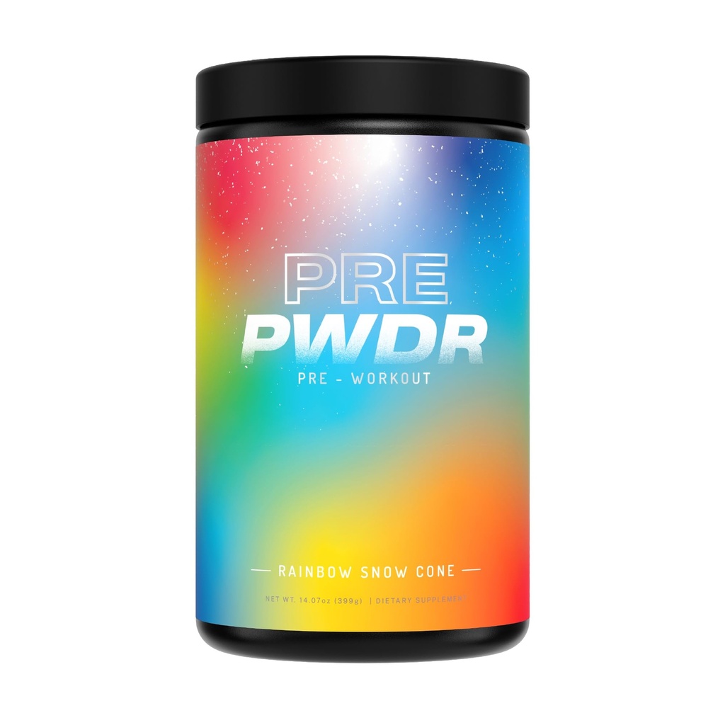 PWDRS Předcvičení Powder, Všechny přírodní Pre cvičení pro energii, čerpadlo, Vytrvalost & síla, s kofeinem (Rainbow Snowcone)