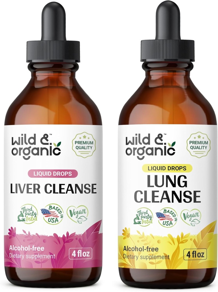 Wild & Organic Játra Cleanse tinktura 4 fl oz & Lung Cleanse tinktura 4 fl oz
