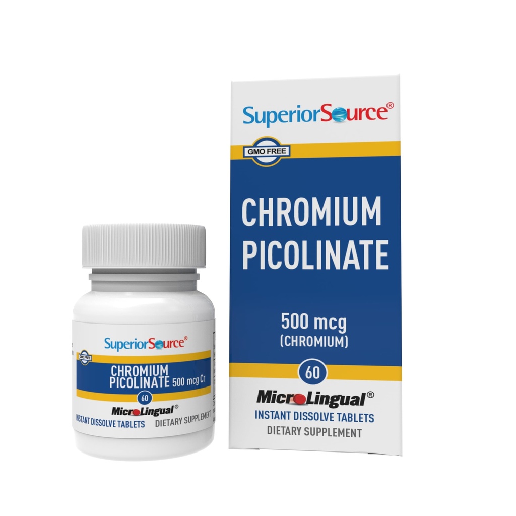 Superior Source Chromium Picolinate - Doplněk Formule Podporuje zdravý cukr metabolismus - 500 mcg, 50 Instant Rozpustit tablety