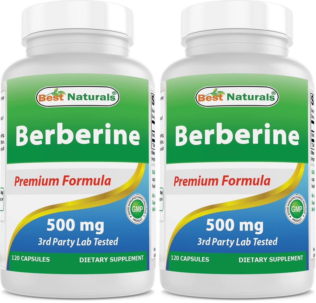 Nejlepší Naturals Berberine 500mg 120 Kapsle - Podporuje imunitní funkci, kardiovaskulární a gastrointestinální funkce (120 Počet (balení po 2))