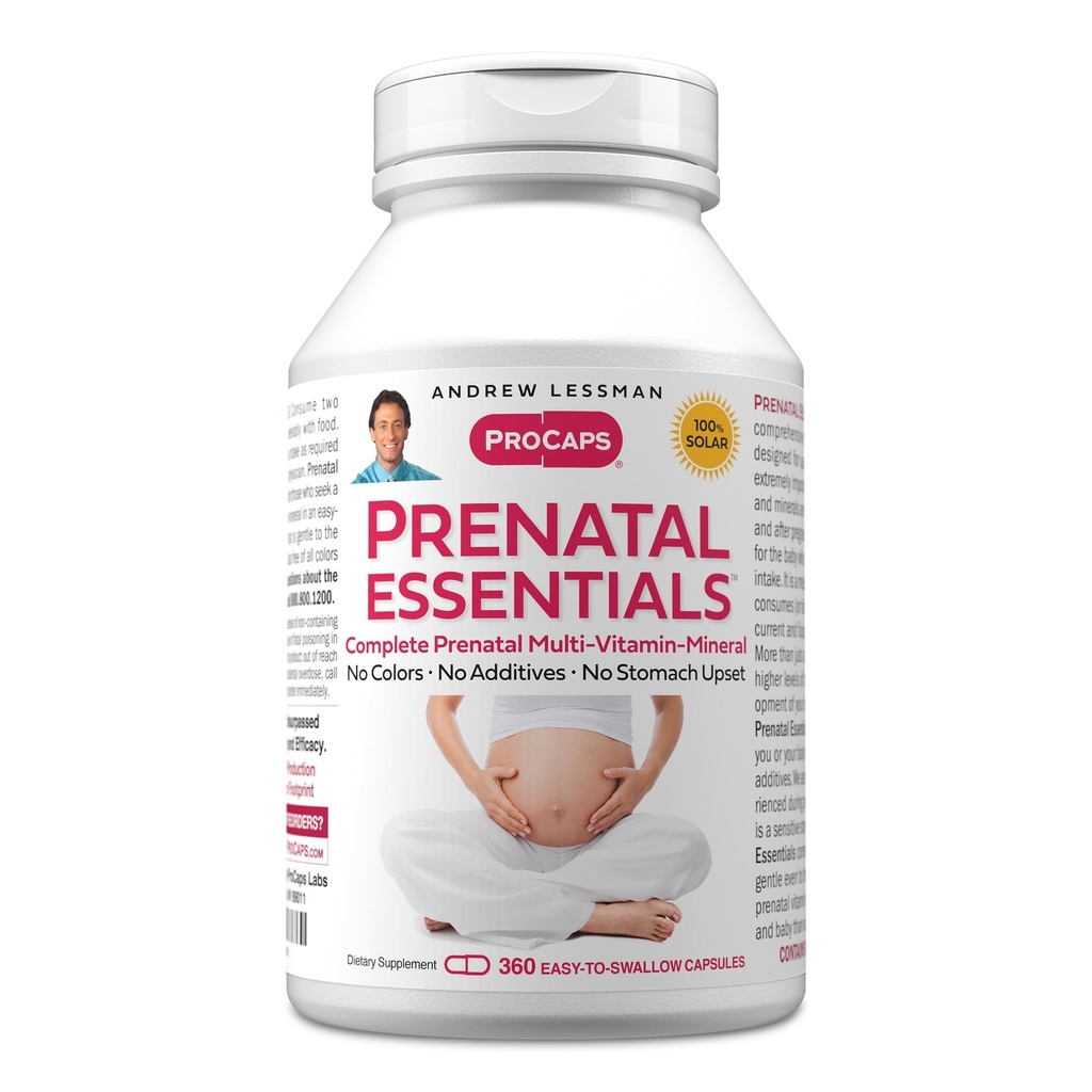 ANDREW Lessman Prenatal Essentials 360 Kapsle - Kompletní Prenatal Vitaminy pro ženy, Žádné přídatné látky Prenatal Multivitamin, Živiny pro ženy Prenatal, Postnatal- Methylfolát Prenatal se železem