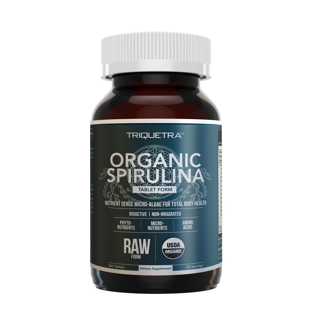 Organic Spirulina Tablety (360 Tablety) - Vyrobeno s Parry ® Spirulina, Nejlepší Spirulina na světě, Nejvyšší nutriční hustota - neozářené, 3 Organická certifikace (90 Služeb)