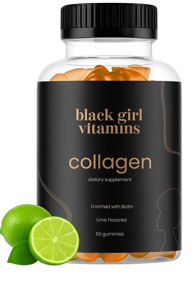 Black Girl Vitamíny - Kolagenové žvýkačky pro vlasy, kůži, a nehtové podpory, s vitamínem C, vitamín E, a biotin, gluten- Free, (Lemon), 60ct