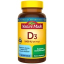 Nature Made Vitamin D3 1000 IU (25 mcg), Vitamin D dodatek pro kosti, zuby, svalová a imunitní zdravotní podpora, 100 Softgels, 100 denní zásobování
