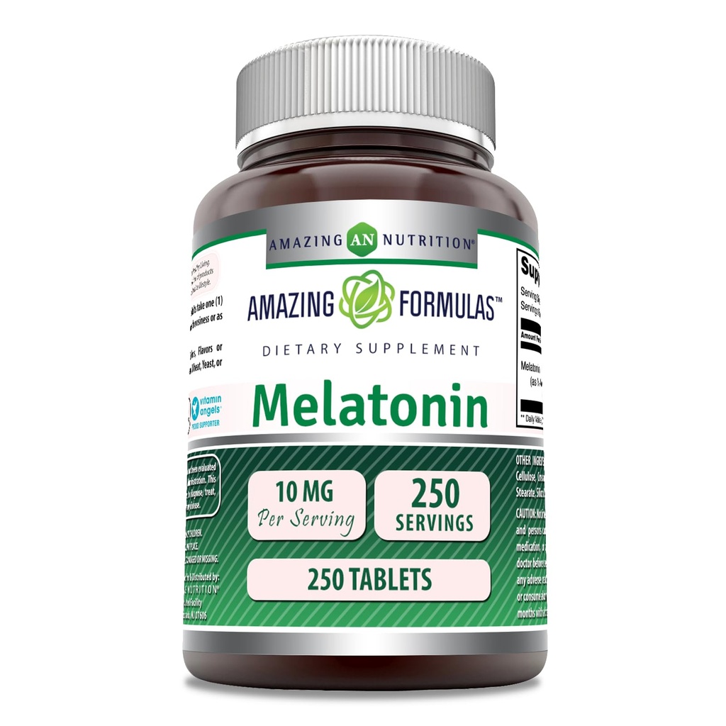 Úžasné doplňky melatonin 124; 10 Mg per Serving 124; 250 Tablety 124; Non GMO 124; gluten zdarma 124; Made in USA