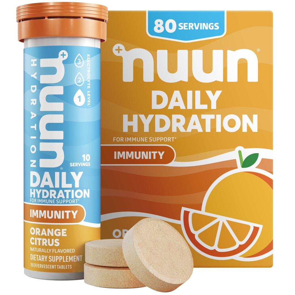 Nuun Imunity Electrolyte Tablety s vitamínem D, C, E, & A, Ginger, Elderberry, Magnesium & 4 Ostatní esenciální elektrolyty, Vegan, Orange Citrus, 8 Pack (80 Služeb Celkem)