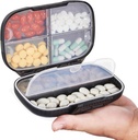 Sukuos Travel Pill Pořadatel Týdenní s Double Lock, Přenosný Pill Box s velkým 7 Compartment, Airbay Denní Medicína Kontejner s etiketami pro vitamíny / Rybí oleje / doplňky