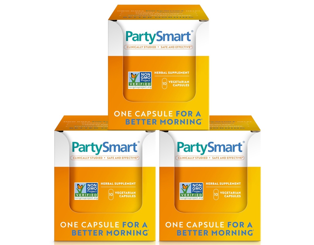 Himalaya PartySmart, 10 Jednotlivé kapsle - Alkohol Breakdown Játra Podpora pro lepší ráno po pití - Plant based, Vegan, Non- GMO, Gluten Free, Klinicky studoval (balení po 3)