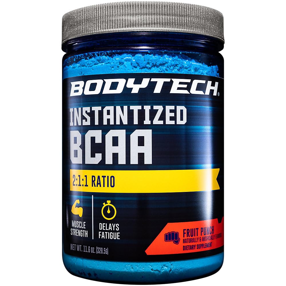 BodyTech BCAA Powder - Optimal 2: 1: 1 Poměr - Podporuje svalovou obnovu, sílu a vytrvalost - ovocný punč (11.5 oz)