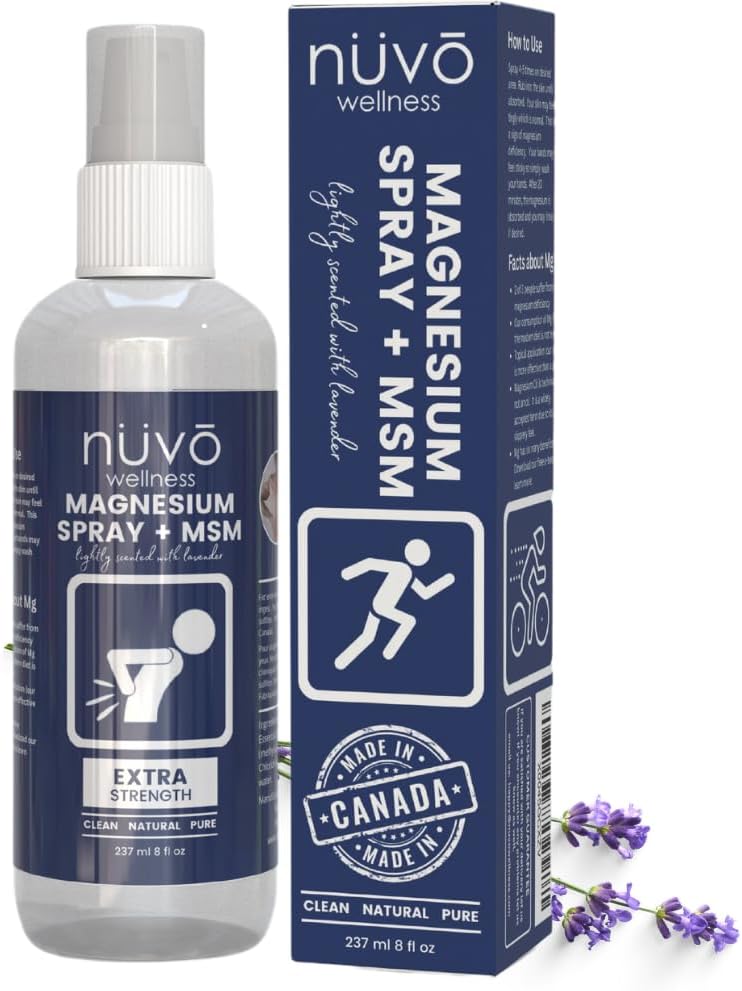 Nuvo Wellness Magnesium Spray s MSM - Extra Strength - Light Lavender Scent - 12oz