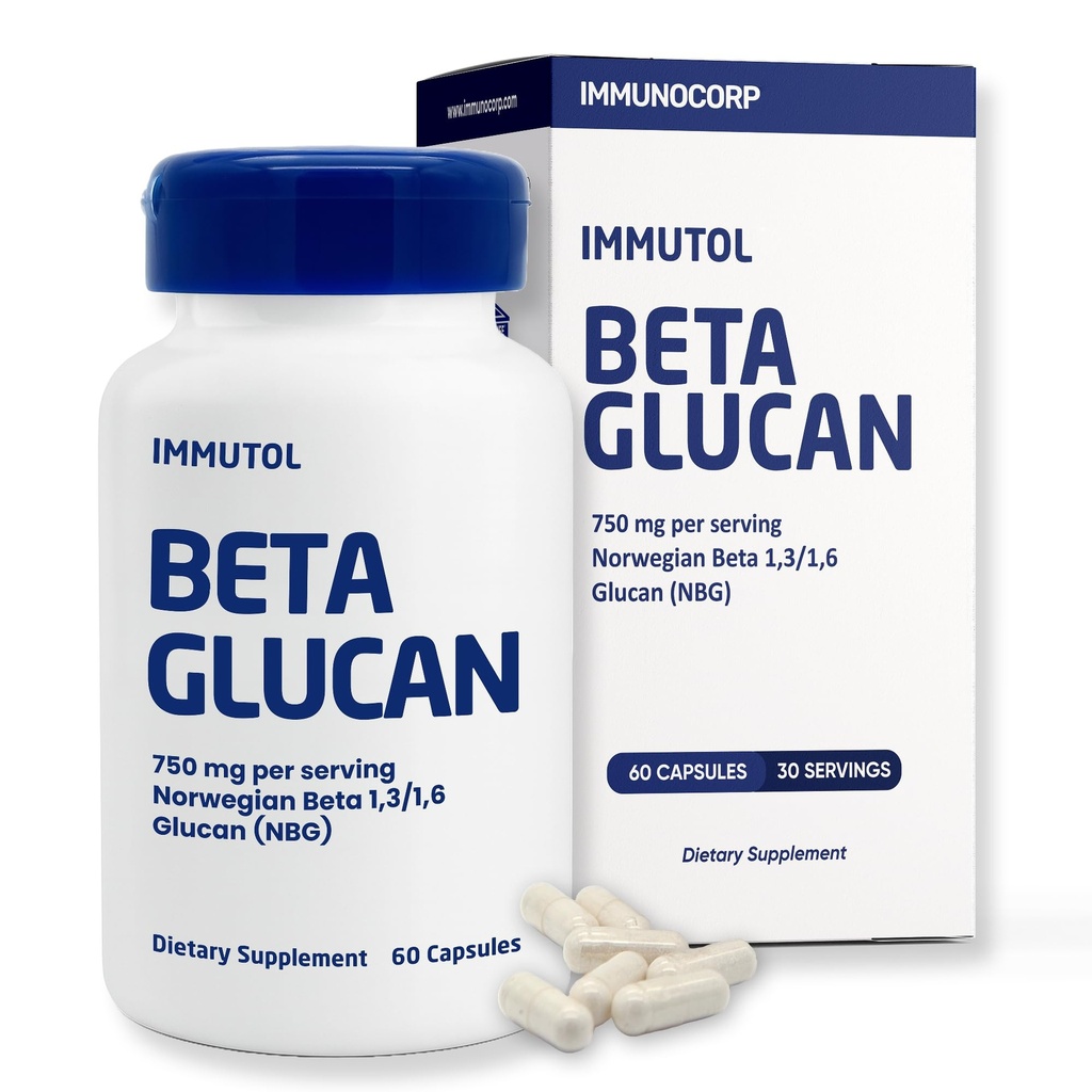 Imutol Imunitní Supplement s 750mg Beta Glucan 1,3 1,6 - Přírodní ingredience, vysoká účinnost pro zvýšení imunity a celkové Wellness, 60 Kapsle (60)