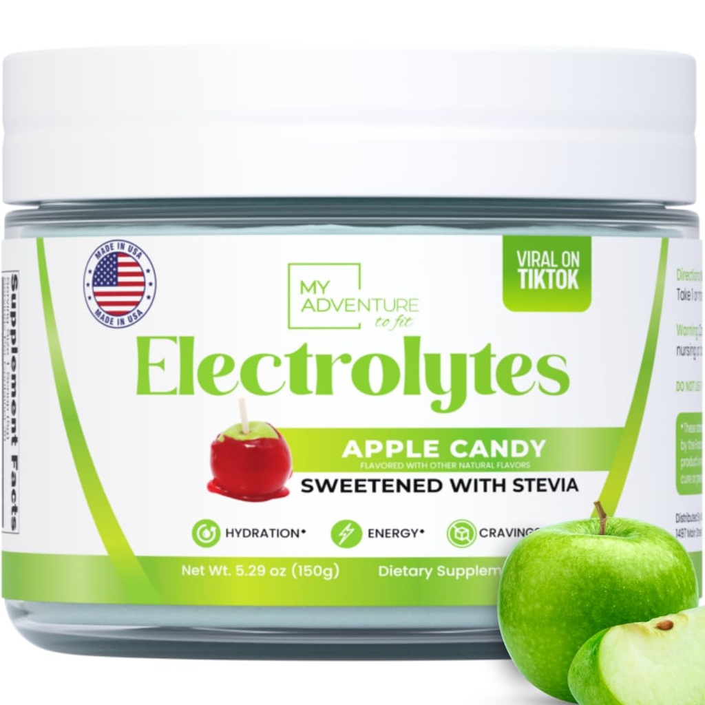 Nulový cukr - Apple Candy Electrolytes Powder - Refreshing Hydration - Kofein Free Energy with All Natural Ingredients - Vegan, Keto a Paleo - Sugar Free Electrolytes Drink Mix - s 30 Servingy