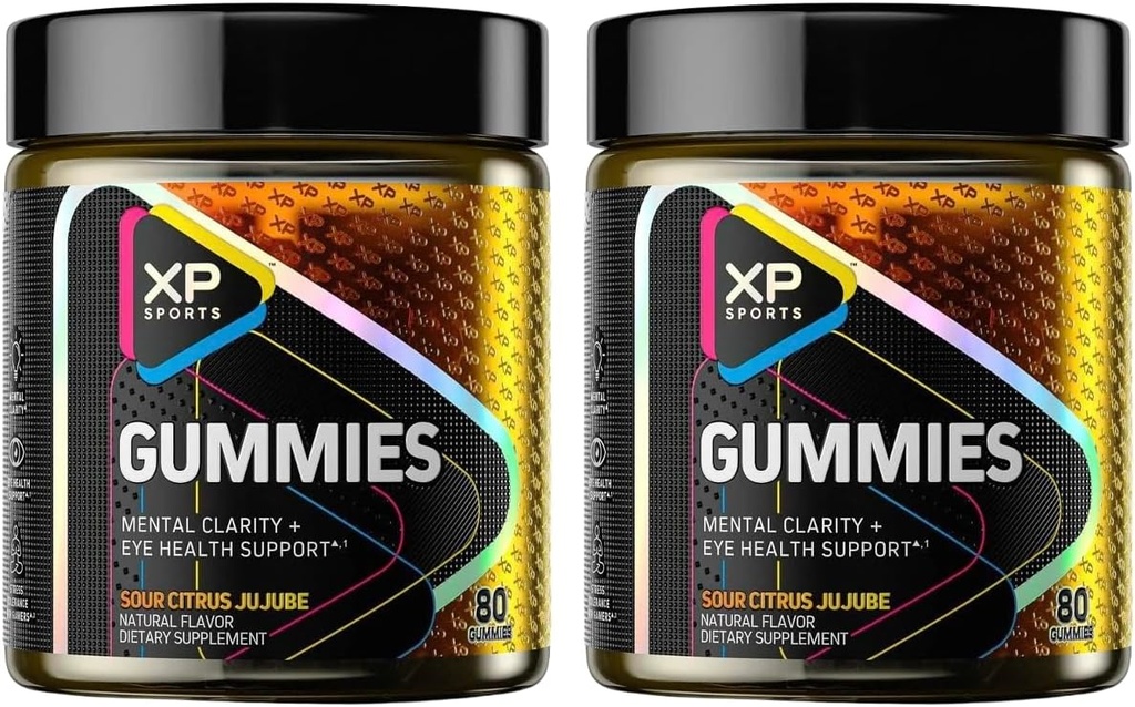 Výkonnost Sportovní gumies - Duševní jasnost a oční zdravotní podpora, Sour Citrus Jujube Flavor, Kognitivní Focus & Vision Care Dodatek, 80 Gumies (Balení 2) 160 Celkem Gummies - 40 Služeb