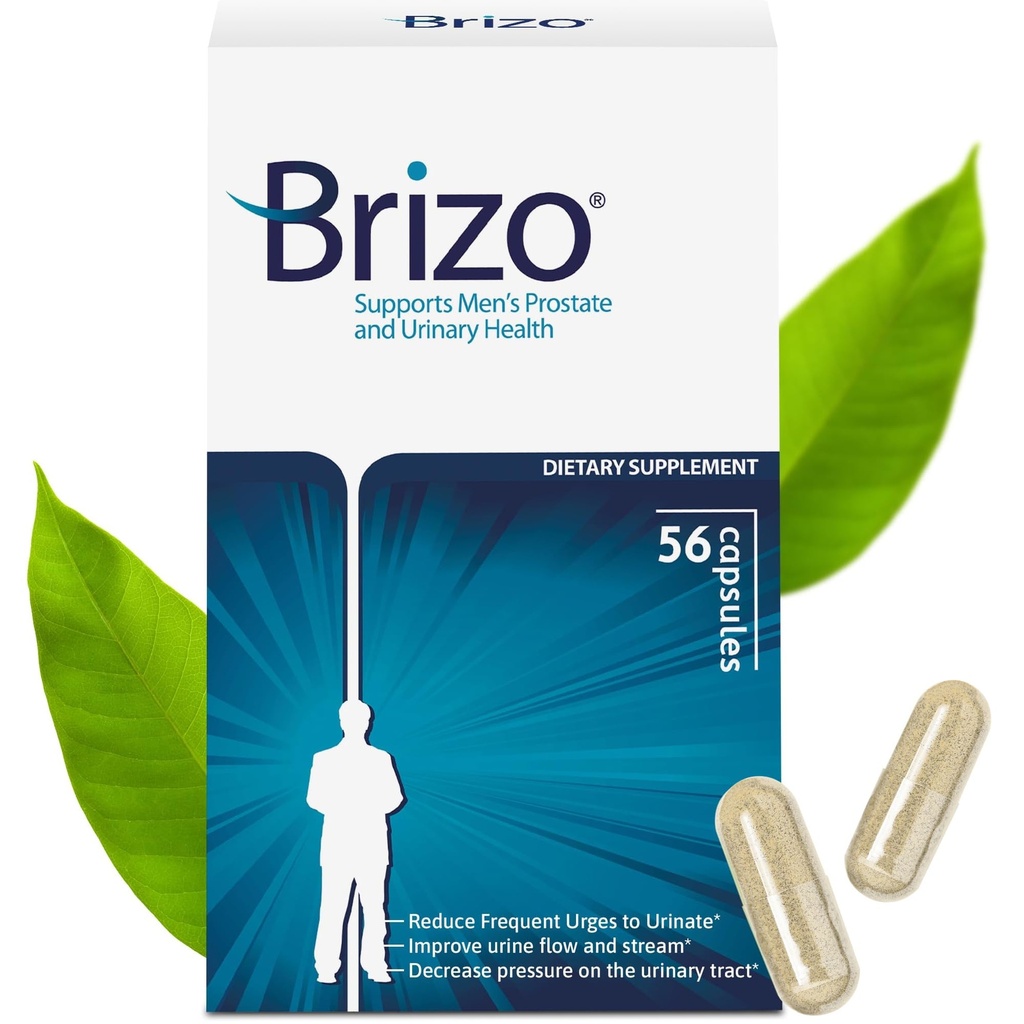 Brizo Prostate Zdravotní doplňky pro muže - Bylinné kapsle pro Mens Močové zdraví - Snížit časté močení - 1 měsíc Dodávka