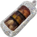 Bling Pill Organizer - Roztomilý a kompaktní Pill Box pro Purse - Stylový Pouzdro s třpytivým designem - Travel- Friendly Medicine Holder-Slide in / Out Design Pill Organizer (Silver)