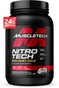 MuscleTech Syrovátkový prášek, Nitro- Tech syrovátkový prášek ze zlata, Syrovátkový proteinový izolát Smoothie Mix, Proteinový prášek pro ženy a muže, Cookies a krém, 2 LB (28 Podání) - balení se může lišit