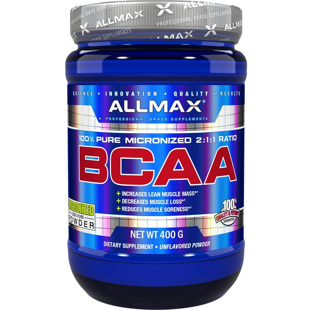 ALLMAX Essentials BCAA, Neochucené - 400 g Instantized 2: 1: 1 Prášek - Pomáhá zvýšit svalovou hmotu a snížit bolestivost - gluten & Soy zdarma - 80 Služeb