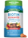 Nature 's Truth Biotin Gummies PHARMAN 124; 10000mcg PHARMAN 124; 50 Count GARMAN 124; Vegan, Non-GMO & Gluten Free Supplementary PHARMAL 124; Broskvový ochucený
