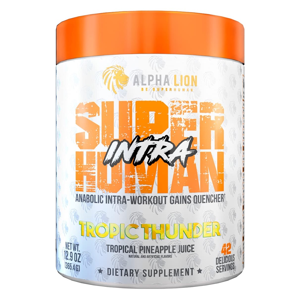 ALPHA LION Superhuman Intra Workout Prášek pro muže a ženy, Amino Acids Drink, Muscle Recovery dodatek, BCAA prášek, Electrolytes & Hydration Mix (42 Servings, Tropical Ananasový džus Flavor)