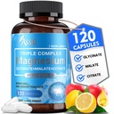 ASR Triple Magnesium Complex - 300mg doplněk hořčíku s Glycinátem, Malate & Citrát - Podporuje relaxaci, svalovou a nervovou funkci - vysoká absorpce, Vegan, Non- GMO, 120 Kapsle