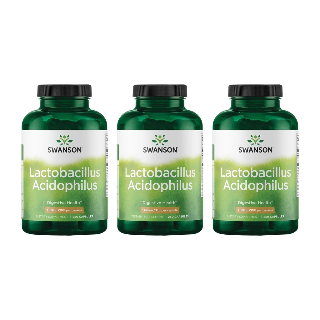 Swanson Lactobacillus Acidophilus - Probiotický dodatek podporující stravitelné zdraví s 1 miliardou CFU per Capsule - Promotes Bowel and GI Tract Health - (250 Kapsle) 3 Pack