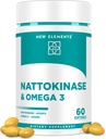 Omega 3 Fish Oil 1200mg s doplňkem Nattokinázy 4000 FU Organic CLANE124; DHA CLANE124; EPA CLANE124; Nattokináza odvozené z japonského Natto CLANE124; Kardiovaskulární a cirkulační podpora CLANE124; Heart Health Support CLANE124; 60 Softgels