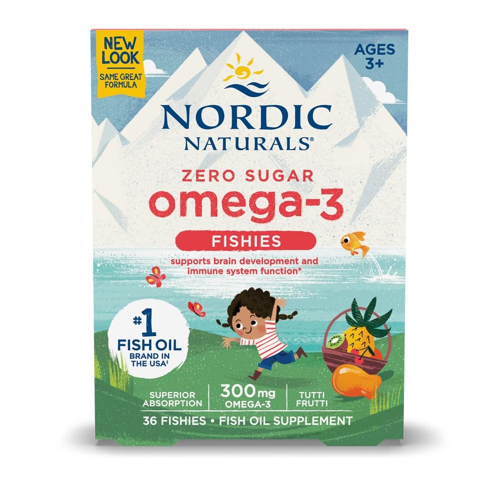 Nordic Naturals Nordic Omega-3 Fishies, Tutti Frutti - 36 Fishies - 300 mg Total Omega-3s with EPA & DHA - Zdravý mozek, nálada, vize a imunitní systém - Non- GMO - 36 Služeb