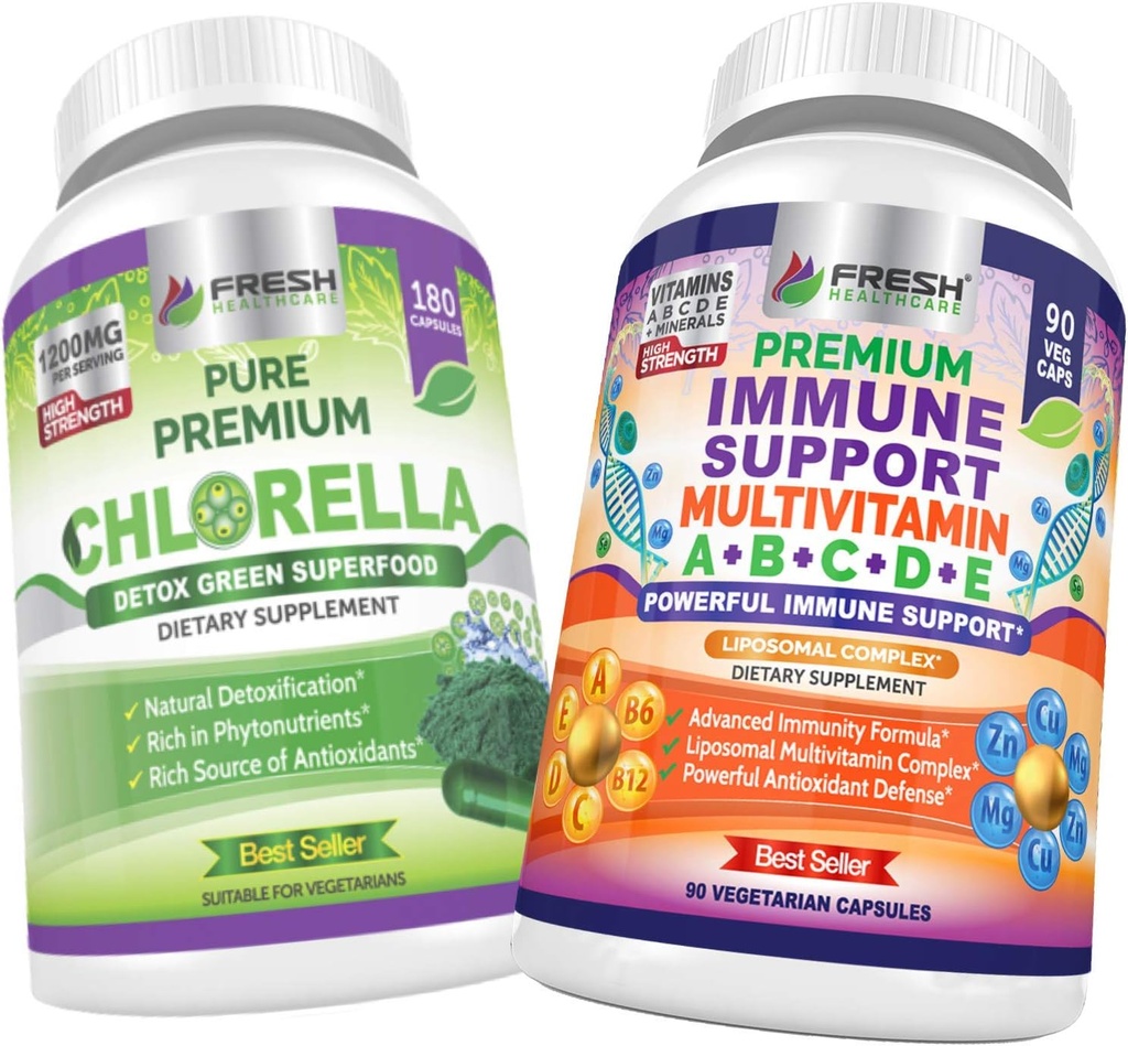 ČERSTVÁ ZDRAVOTNÍ CARE Chlorella a Imunitní podpora Multivitamin - Bundle