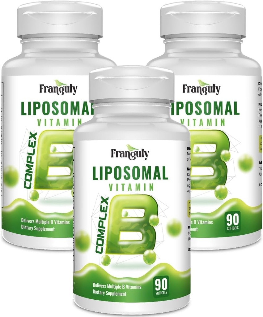 Active B Complex Liposomal B Vitaminy s Plus Choline Inositol High Potency B Complex B1, B2, B3, B5, B6, Biotin, Folát, B12 Methylkobalamin- Podporuje energetiku a zdraví mozku - 270 Softgels