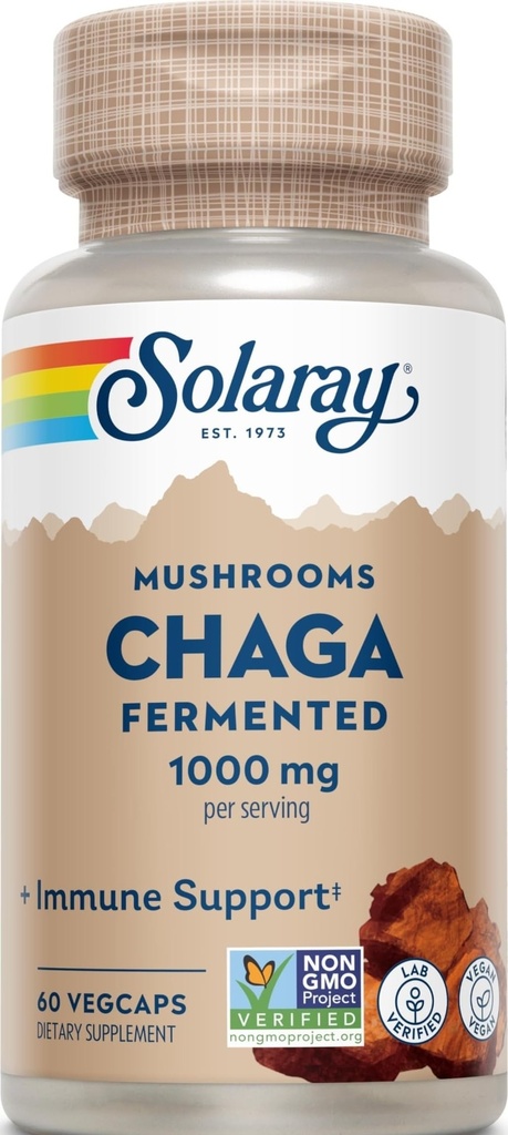 SOLARAY fermentovaná chaga houba 1000 mg / 100 mg / 100 mg; Podpora zdravé imunitní funkce
