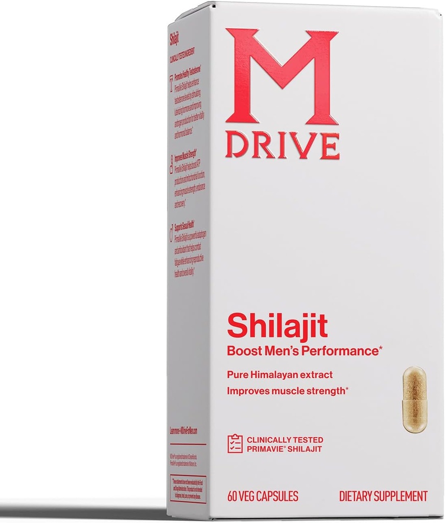 Mdrive Shilajit Kapsle pro muže 124; 30 Servings of High Purity PrimaVie Shilajit for Energy Boost & Imunitation Support, 60 Shilajit Kapsle