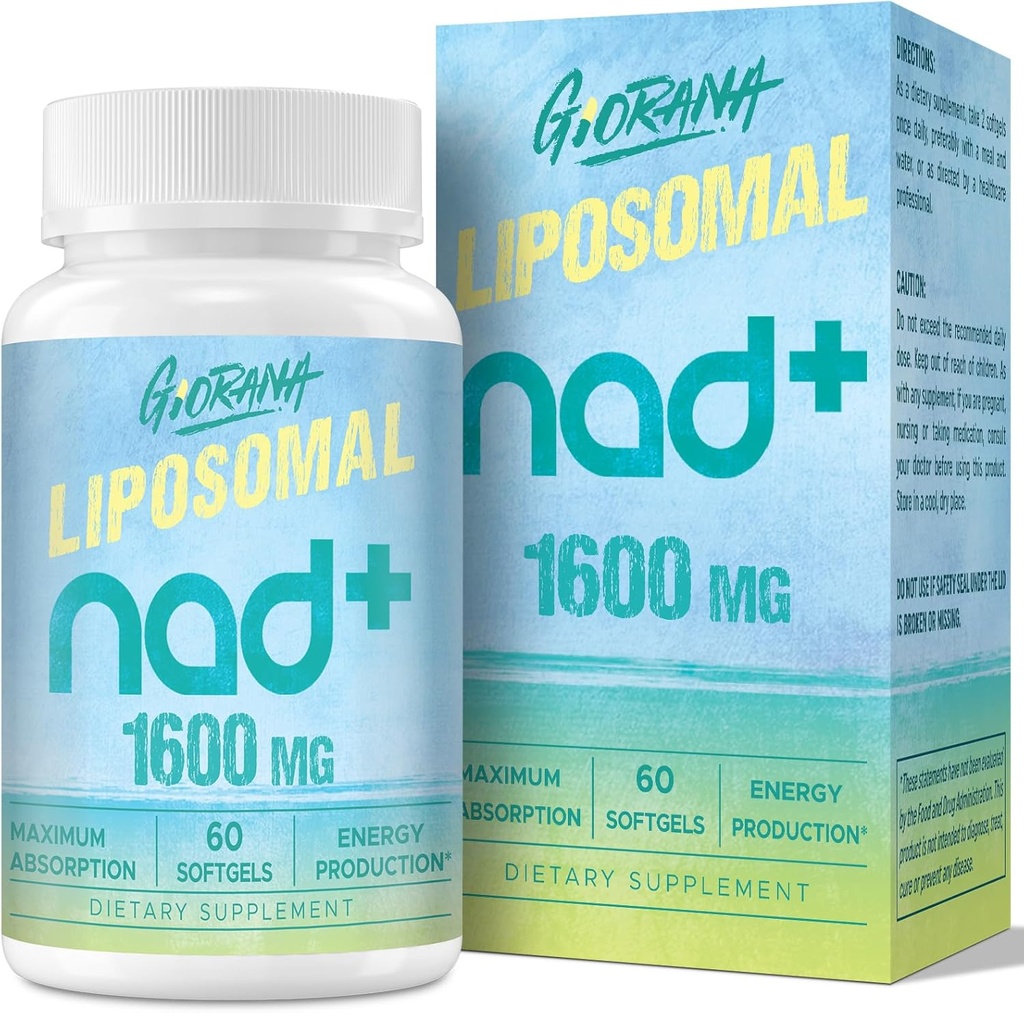1600 MG Liposomální NAD + dodatek, NAD + Booing dodatek, Superior Absorpce, Vitamin B3 pro stárnutí obrany, dlouhověkost, energie, opravy, Non- GMO, 60 Softgels