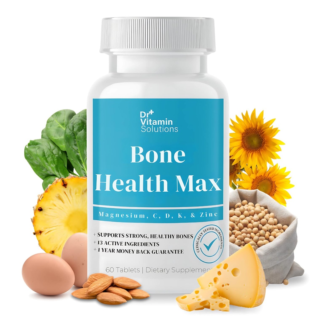 DR VITAMIN SOLUTIONS Bone Health Max - Pokročilý doplněk vápníku a hořčíku s vitamínem D3, Bromelain a Ipriflavone - 60 tablet pro silnější kosti a společnou podporu