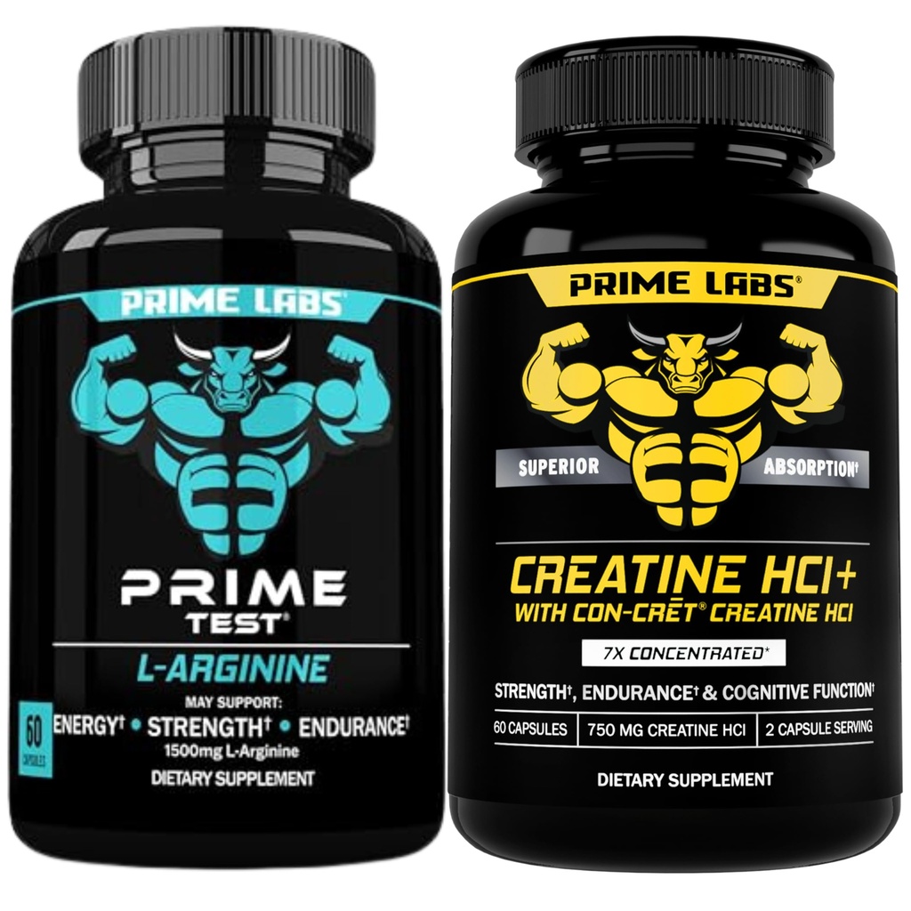 Prime Labs L Arginin (60 ct) + Creatin HCl Kapsle (60 ct)