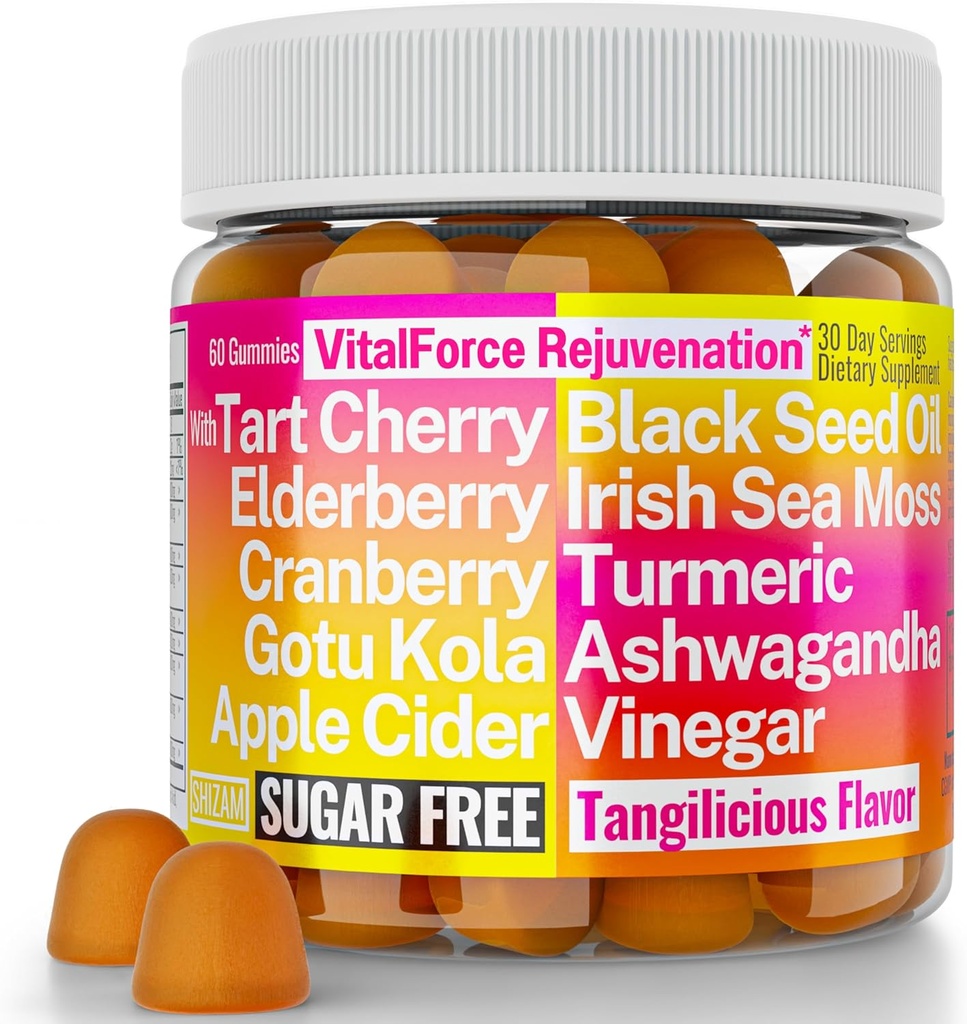 Gotu Kola Black Seed Oil Jablko Cider Ocet Irský Seamoss Cranberry Ashwagandha Tart Cherry Kurkumin Elderberry Gummies