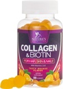 Kolagenové žvýkačky s 2500mcg Biotin, Vitamin C & Zinc - Hydrolyzovaný kolagen Peptid Typ 1 & 3 Doplněk - Pokročilé vlasy, kůže a nehty Podpora růstu pro ženy a muže, Lepek zdarma, Non- GMO - 60 Počet