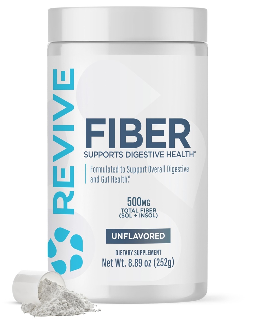 Revive MD Fiber Supplement for Digestive & Gut Health - 5g dietní vlákno podporuje zdravý trávicí systém s Psyllium Husk & Více - 30 Služeb, Neochucené