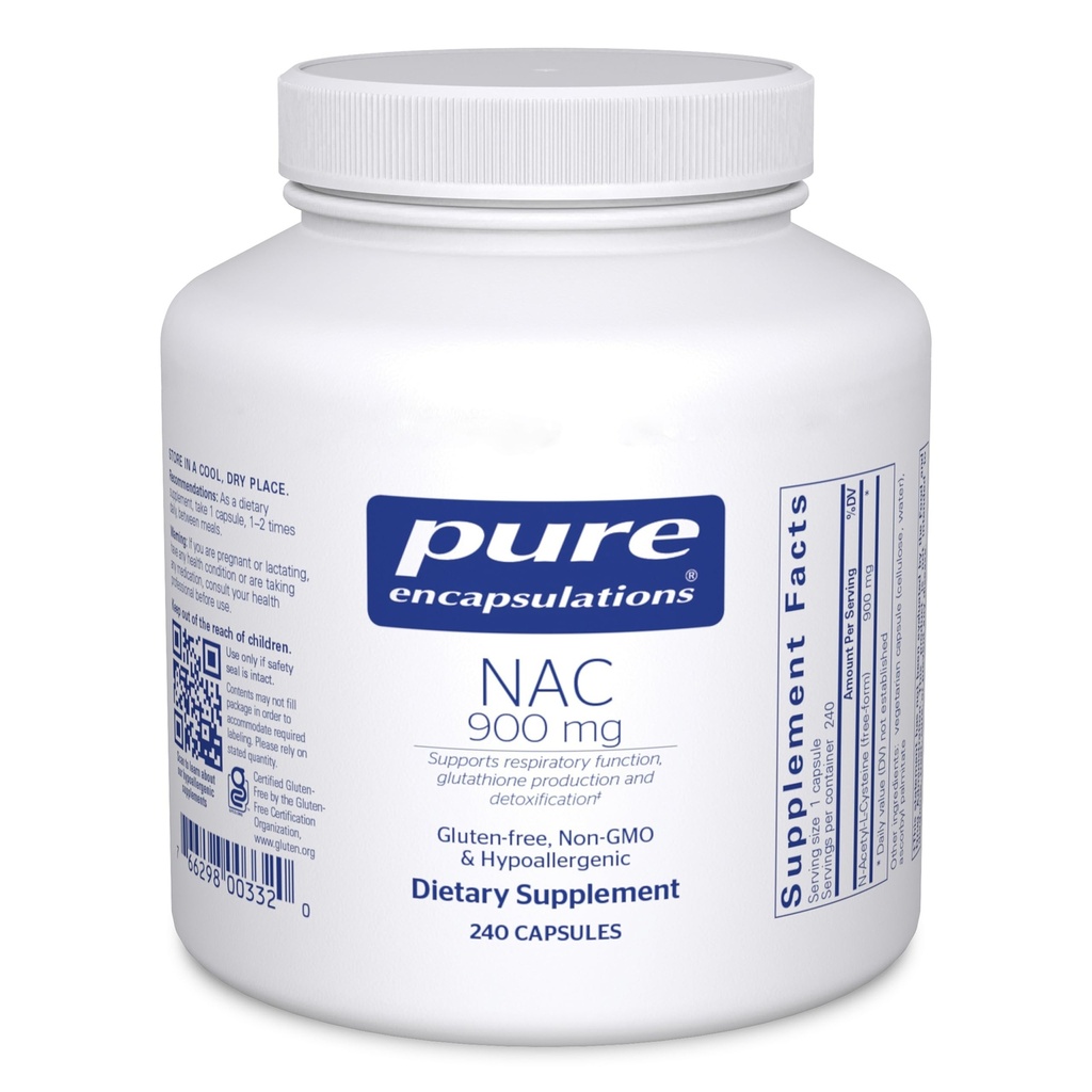 Čisté enkapsulace NAC 900 mg - N- Acetyl Cysteine Amino Acid Supplementation for Lung & Imunitary Support, Jaterní a antioxidanty * - 240 Kapsle