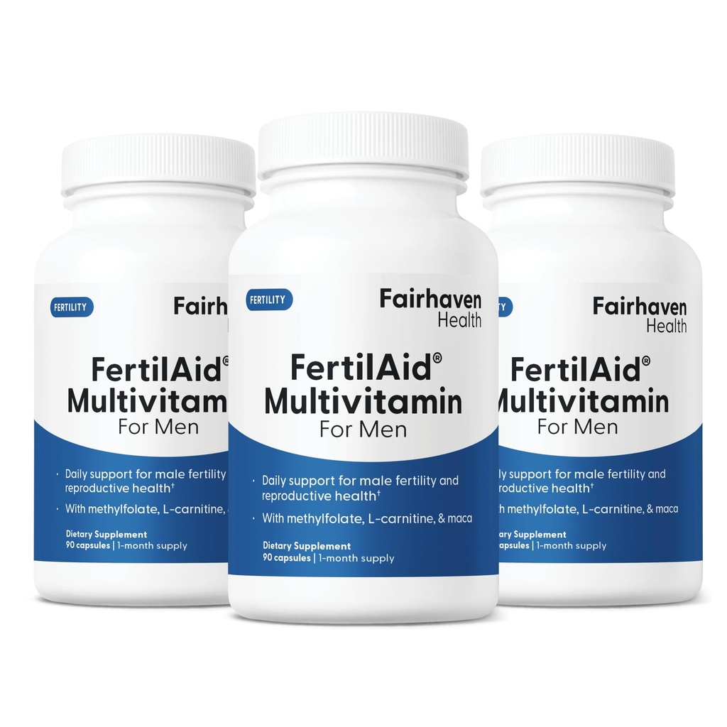 Fairhaven Zdraví 3 měsíc Dodávka Fertilaid pro muže Prenatal Muž Plodnost Dodatek 124; Počet a motility Podpora předkoncepce pro něj 124; Podpora plodnosti zahrnuje, zinek, a folát 124; 90 Kapsle