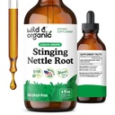 Wild & Organic String Nettle Tincture - Strečing Nettle Root Extract Drops for Men & Women - Liquid Urtica Dioica Supplement - Vegan, Sugar & Alcohol- Free - 4 fl oz